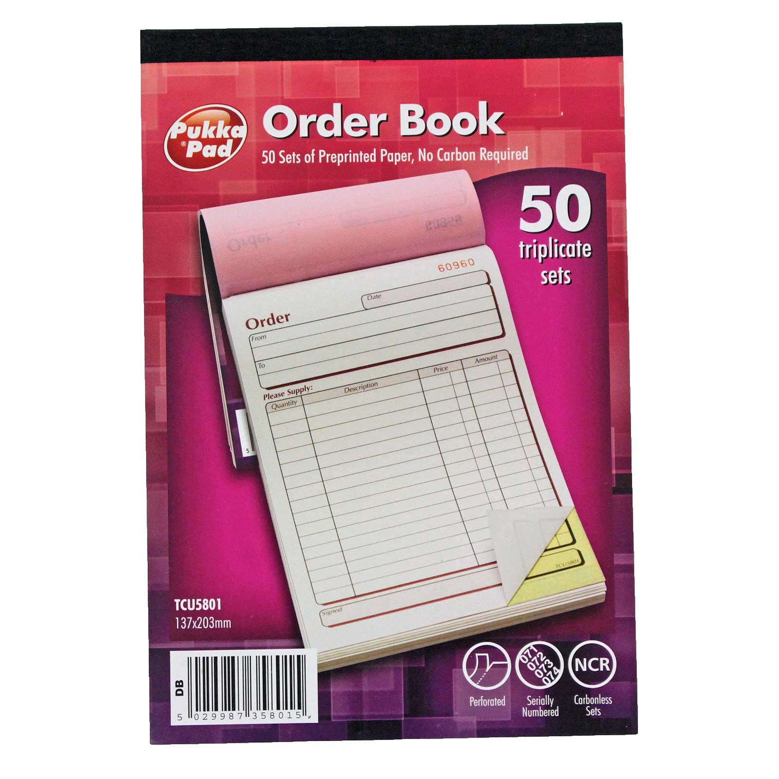 Pukka Pad, Triplicate Order Book 50 Sets (NCR) - 137x203mm - Zentesi