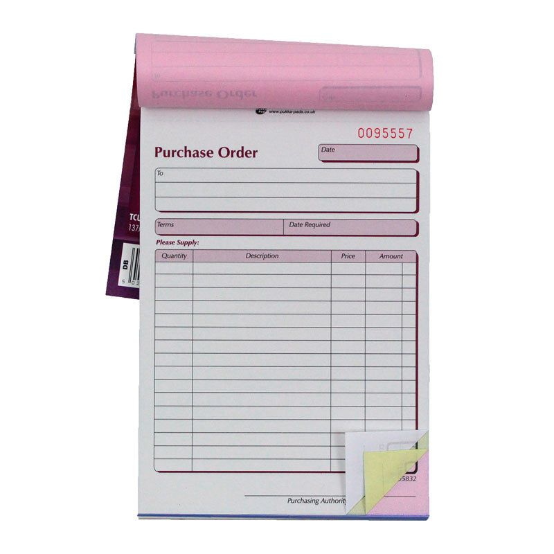 Pukka Pad, Triplicate Purchase Order Book 50 Set (NCR) - 127x203mm ...